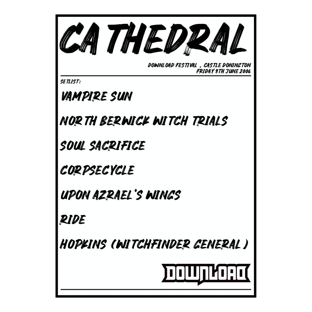 Cathedral Castle Donington 9th June 2006 Setlist poster