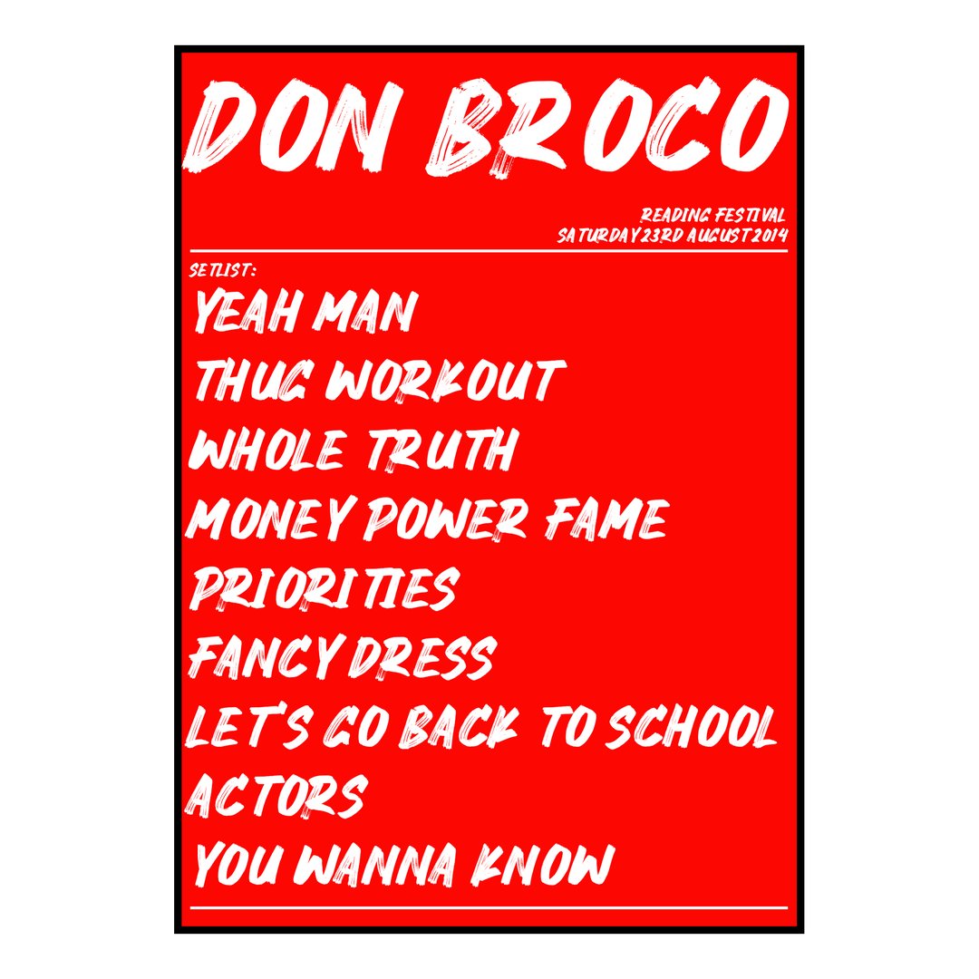 Don Broco Reading 23rd August 2014 Setlist poster