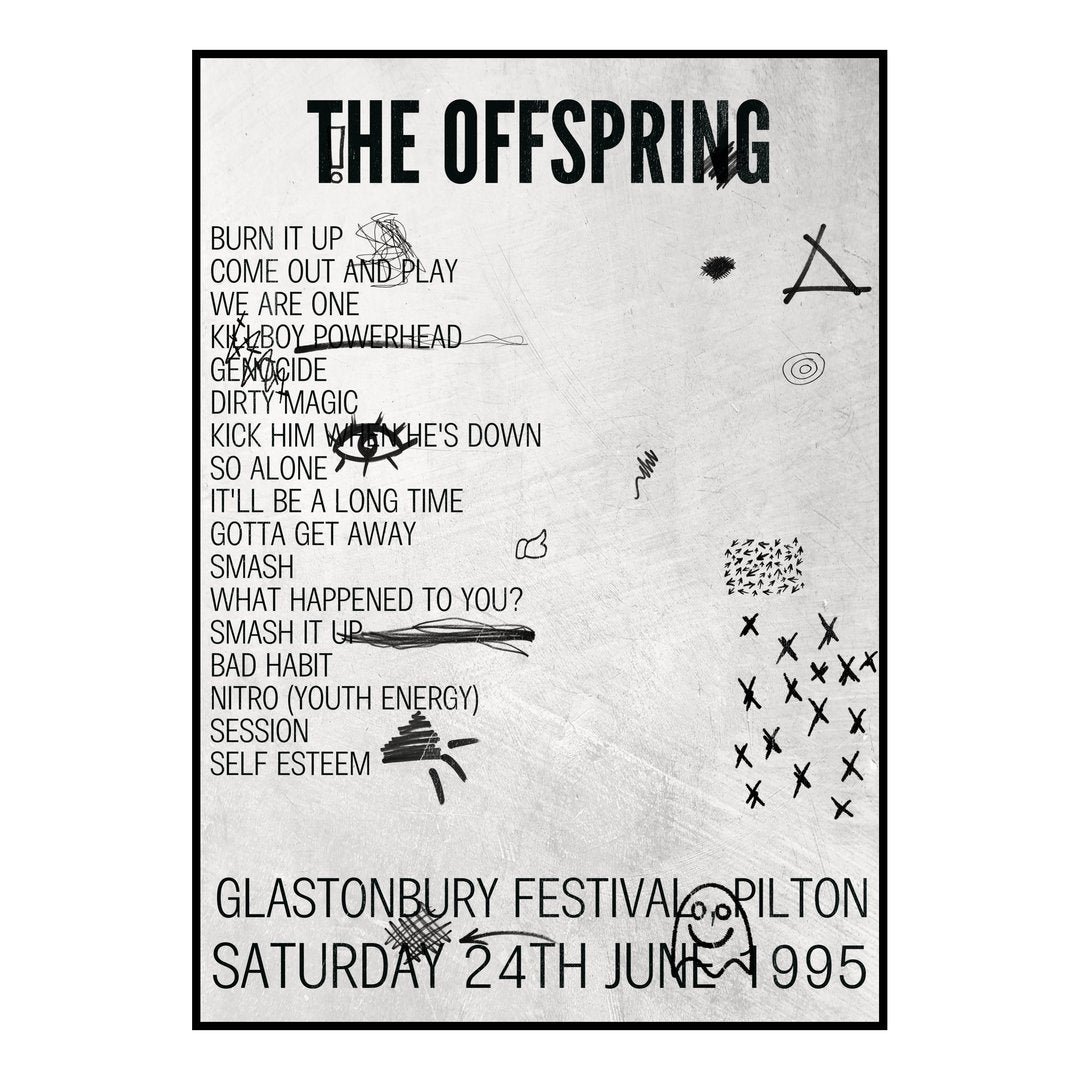 The Offspring Pilton 24th June 1995 Setlist poster