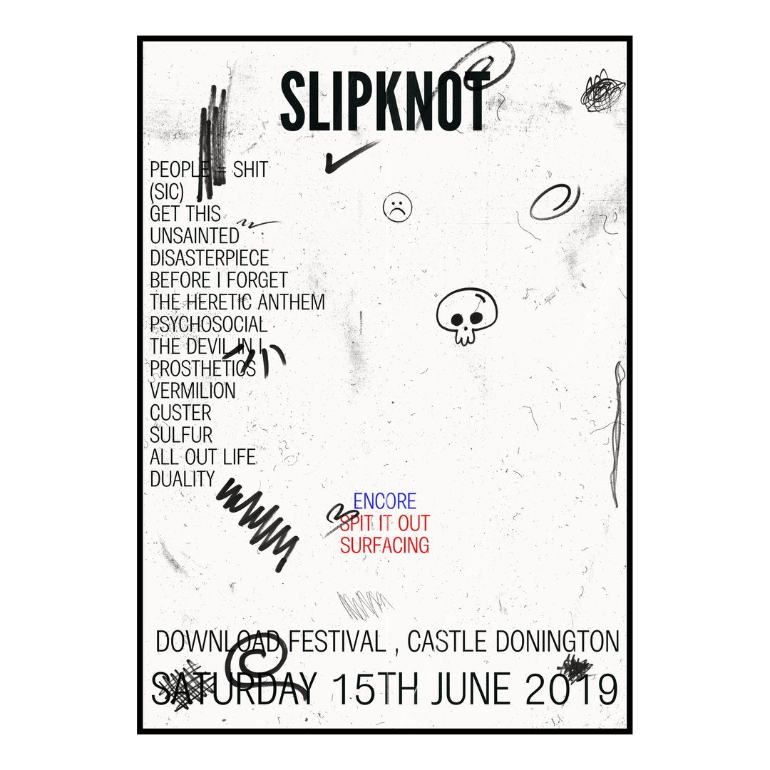 Slipknot Castle Donington 15th June 2019 Setlist poster