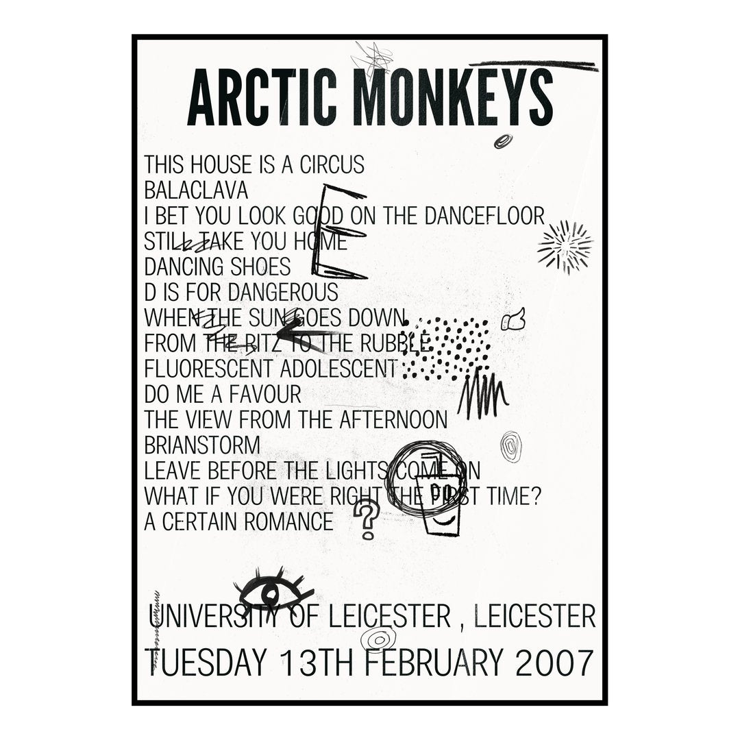 Arctic Monkeys Leicester 13th February 2007 Setlist poster