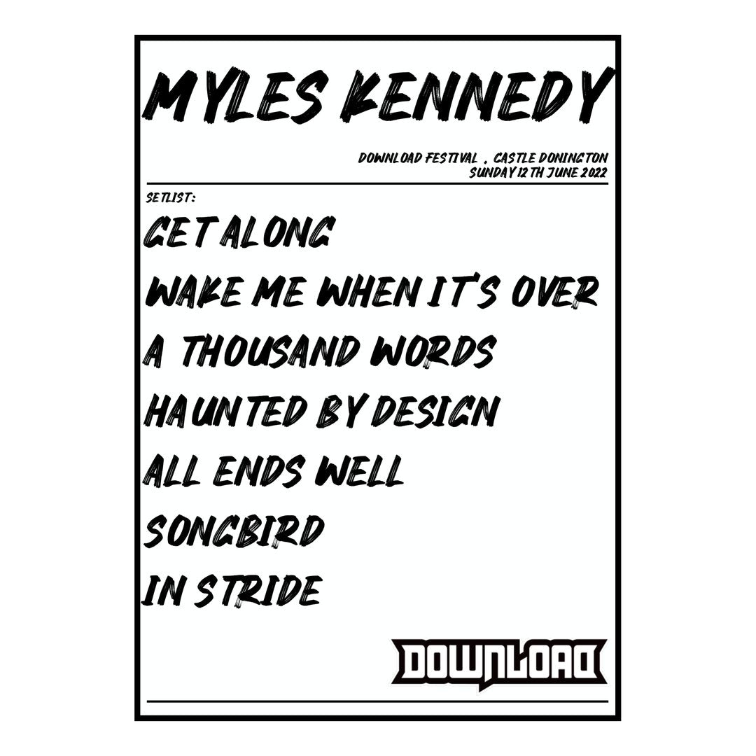 Myles Kennedy Castle Donington 12th June 2022 Setlist poster
