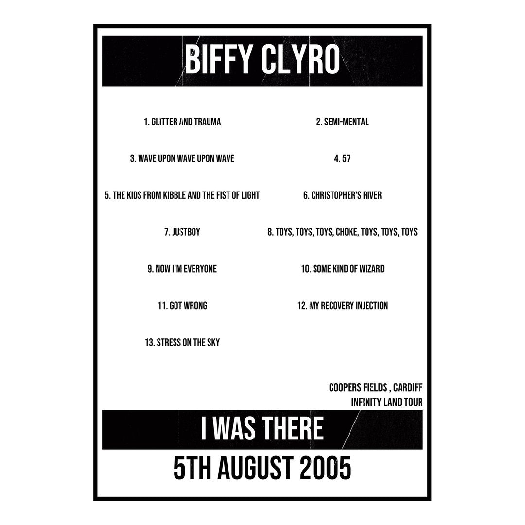 Biffy Clyro Cardiff 5th August 2005 Setlist poster
