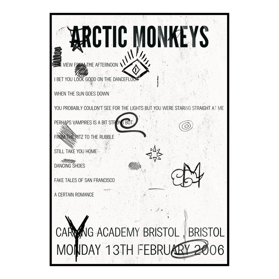 Arctic Monkeys Bristol 13th February 2006 Setlist poster