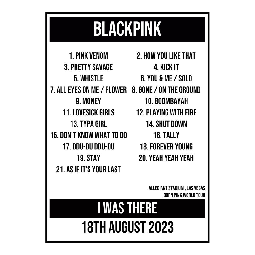 A Setlist Poster Featuring BLACKPINK Gig from Las Vegas in 2023