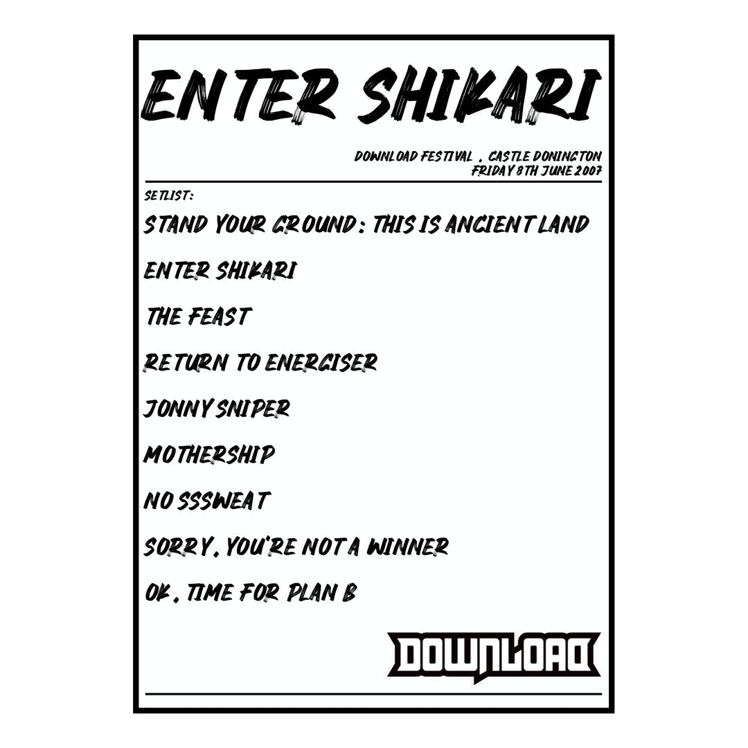 Enter Shikari Castle Donington 8th June 2007 Setlist poster