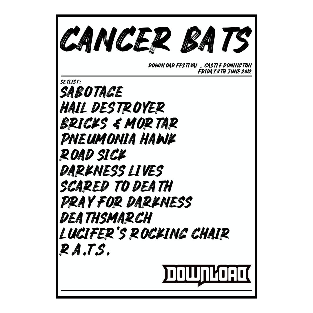 Cancer Bats Castle Donington 8th June 2012 Setlist poster