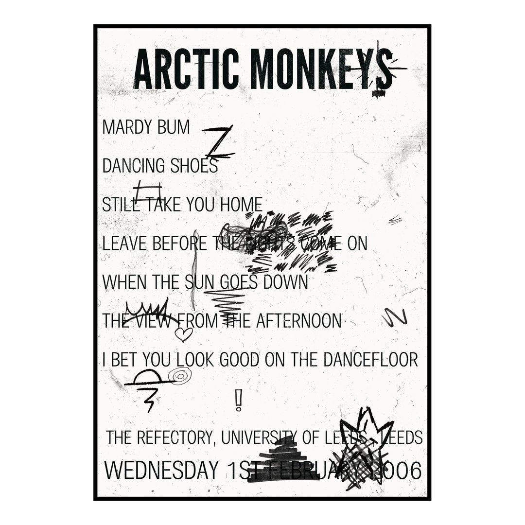 Arctic Monkeys Leeds 1st February 2006 Setlist poster