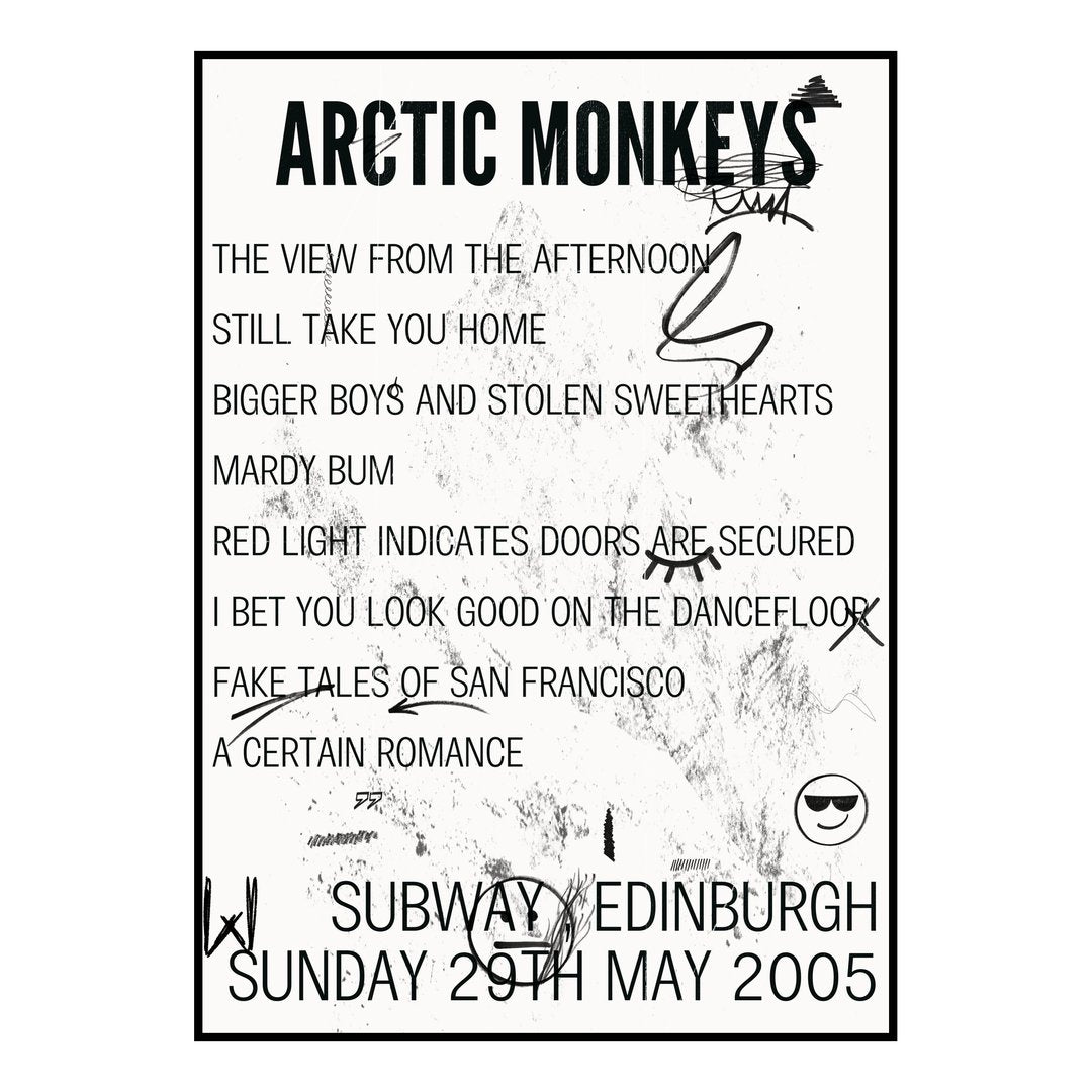 Arctic Monkeys Edinburgh 29th May 2005 Setlist poster