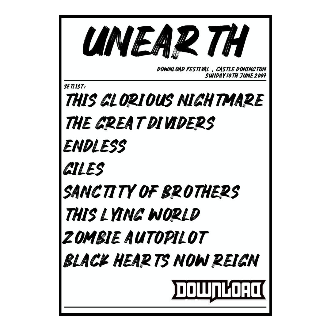 Unearth Castle Donington 10th June 2007 Setlist poster