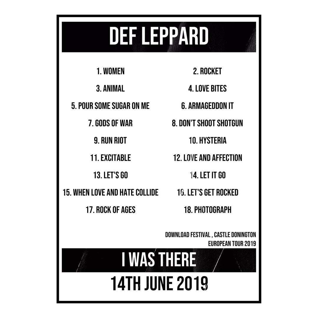 Def Leppard Castle Donington 14th June 2019 Setlist poster