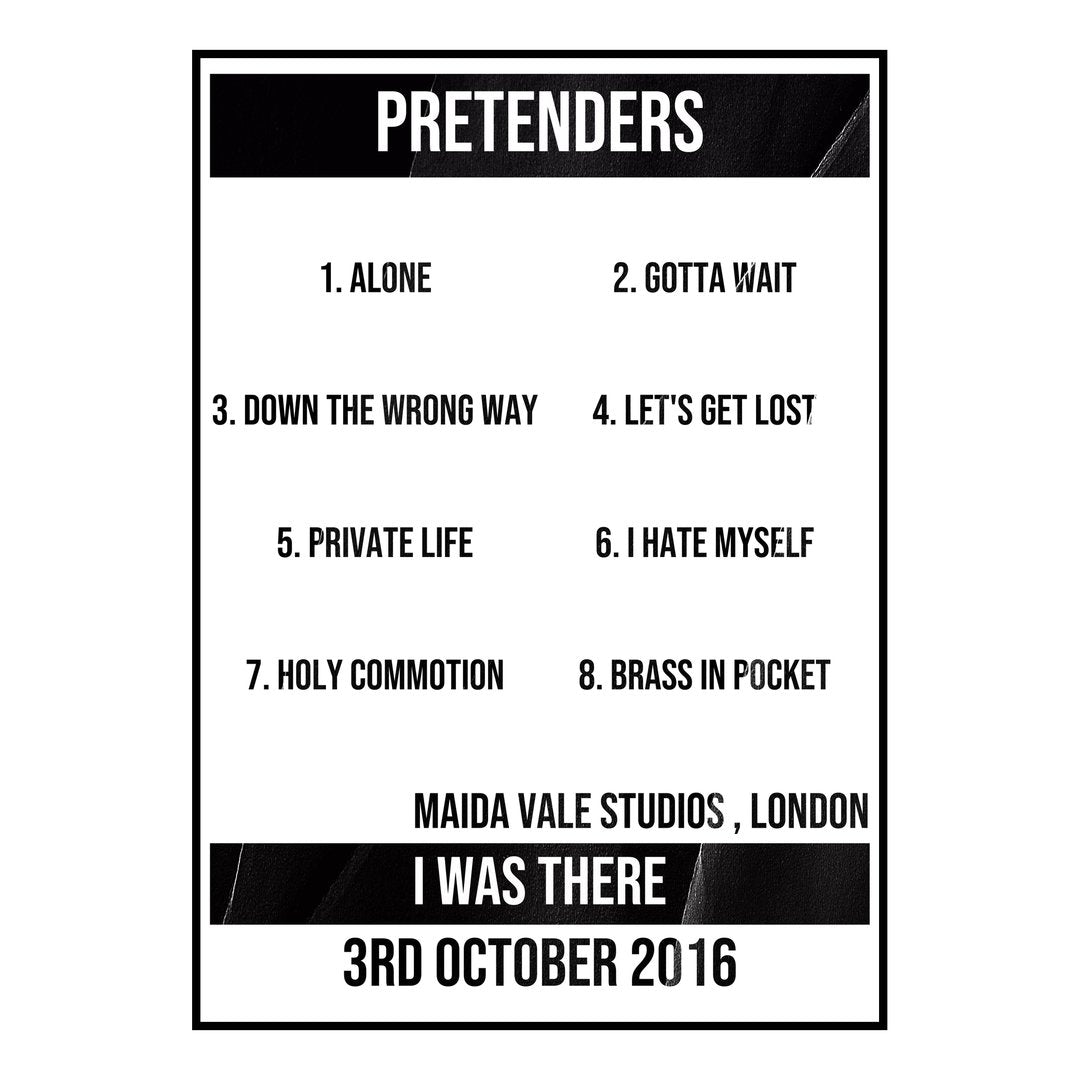 Pretenders London 3rd October 2016 Setlist poster