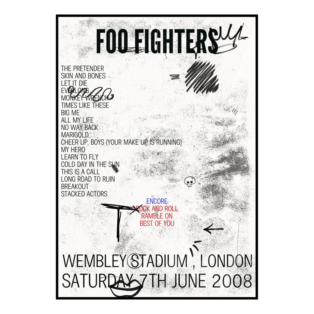 Foo Fighters London 7th June 2008 Setlist poster