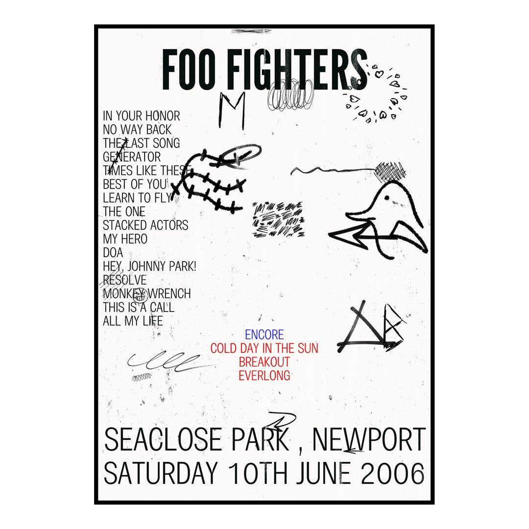 Foo Fighters Newport 10th June 2006 Setlist poster