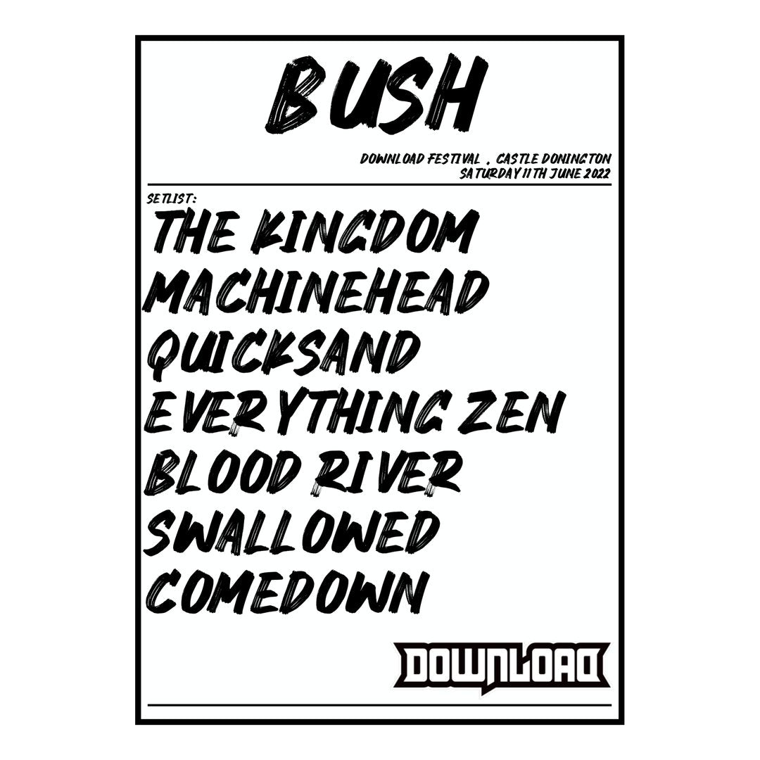 Bush Castle Donington 11th June 2022 Setlist poster