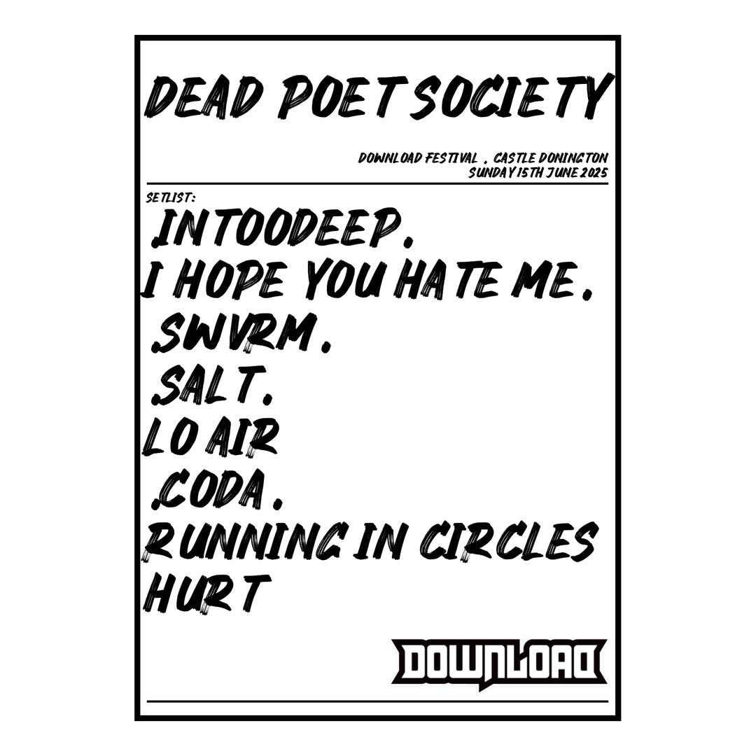 Dead Poet Society Castle Donington 15th June 2025 Setlist poster