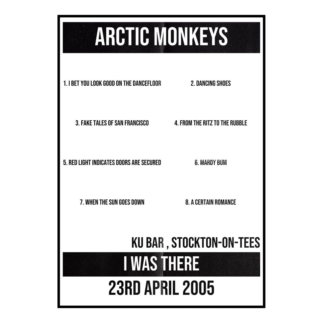 Arctic Monkeys Stockton-on-Tees 23rd April 2005 Setlist poster