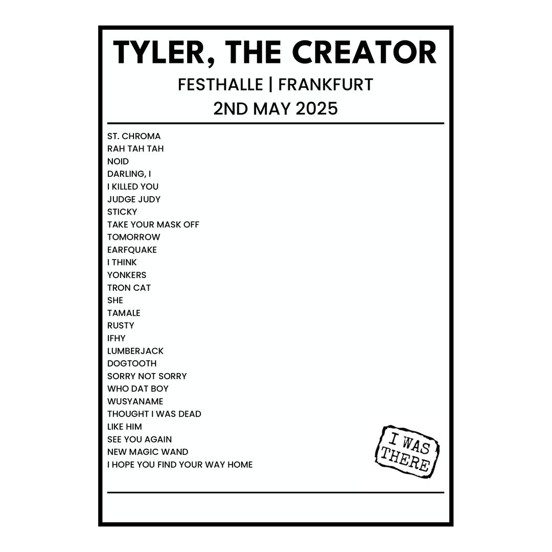 Tyler, The Creator Frankfurt 2nd May 2025 Setlist poster