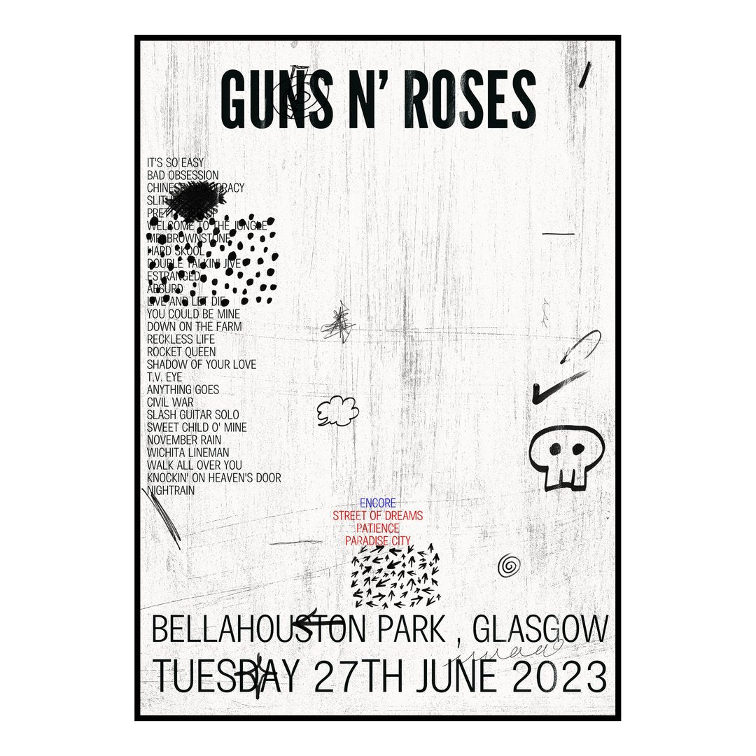 Guns N’ Roses Glasgow 27th June 2023 Setlist poster