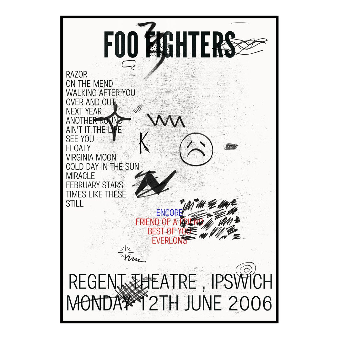 Foo Fighters Ipswich 12th June 2006 Setlist poster