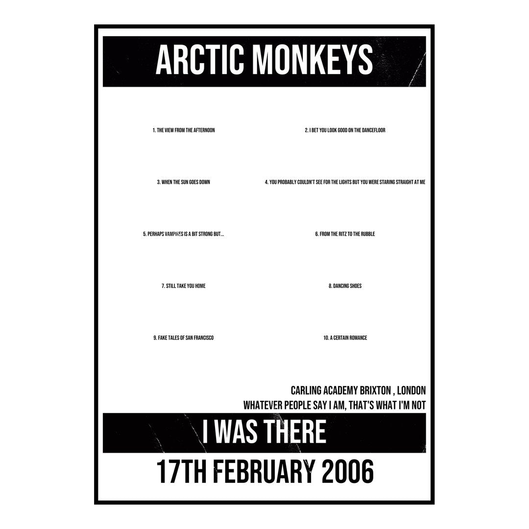 Arctic Monkeys London 17th February 2006 Setlist poster