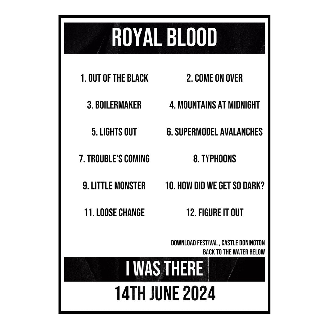 Royal Blood Castle Donington 14th June 2024 Setlist poster