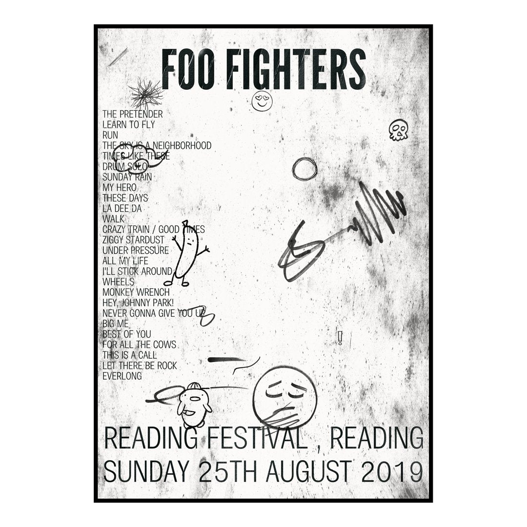 Foo Fighters Reading 25th August 2019 Setlist poster