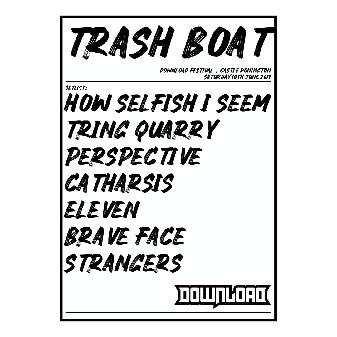 Trash Boat Castle Donington 10th June 2017 Setlist poster