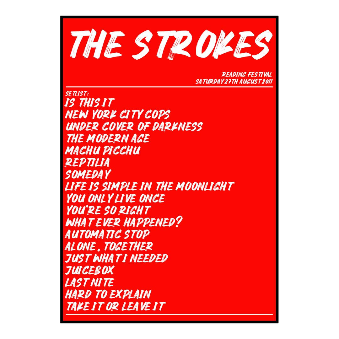The Strokes Reading 27th August 2011 Setlist poster