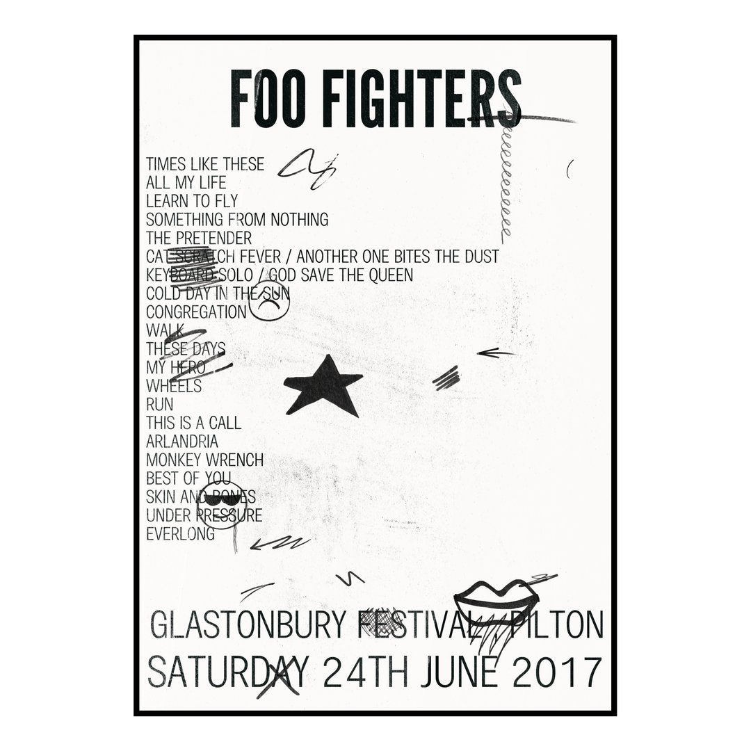 Foo Fighters Pilton 24th June 2017 Setlist poster