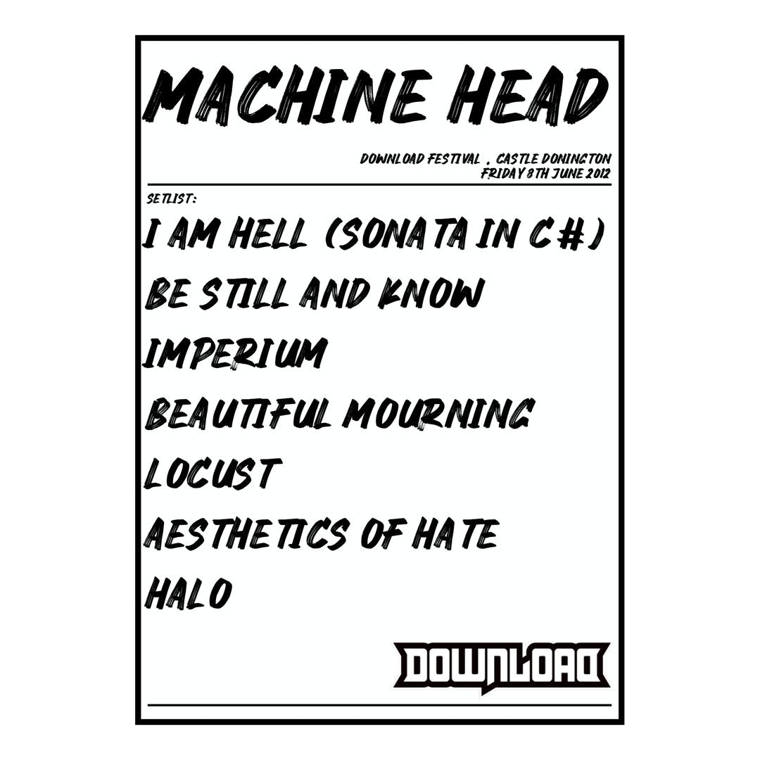 Machine Head Castle Donington 8th June 2012 Setlist poster