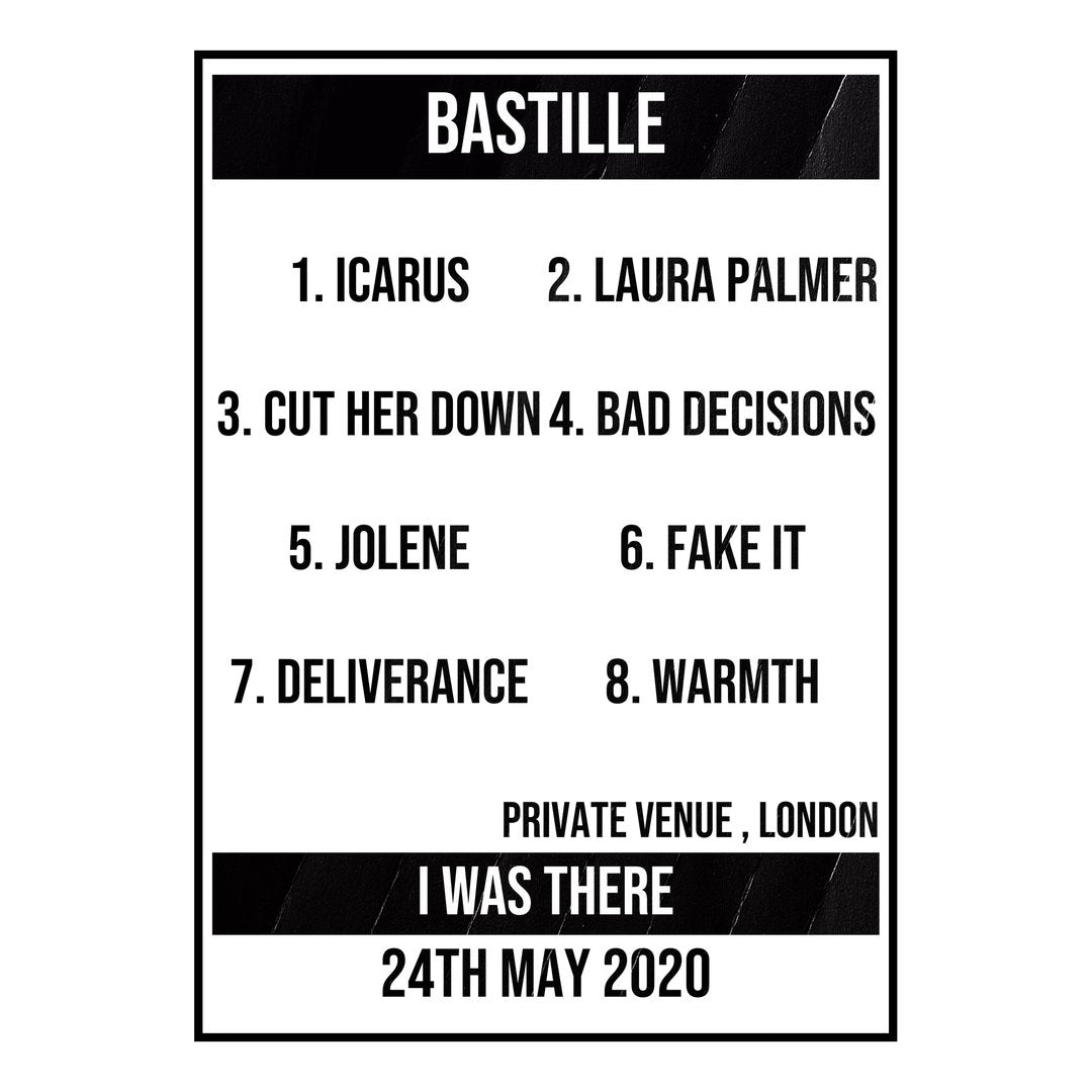 Bastille London 24th May 2020 Setlist poster