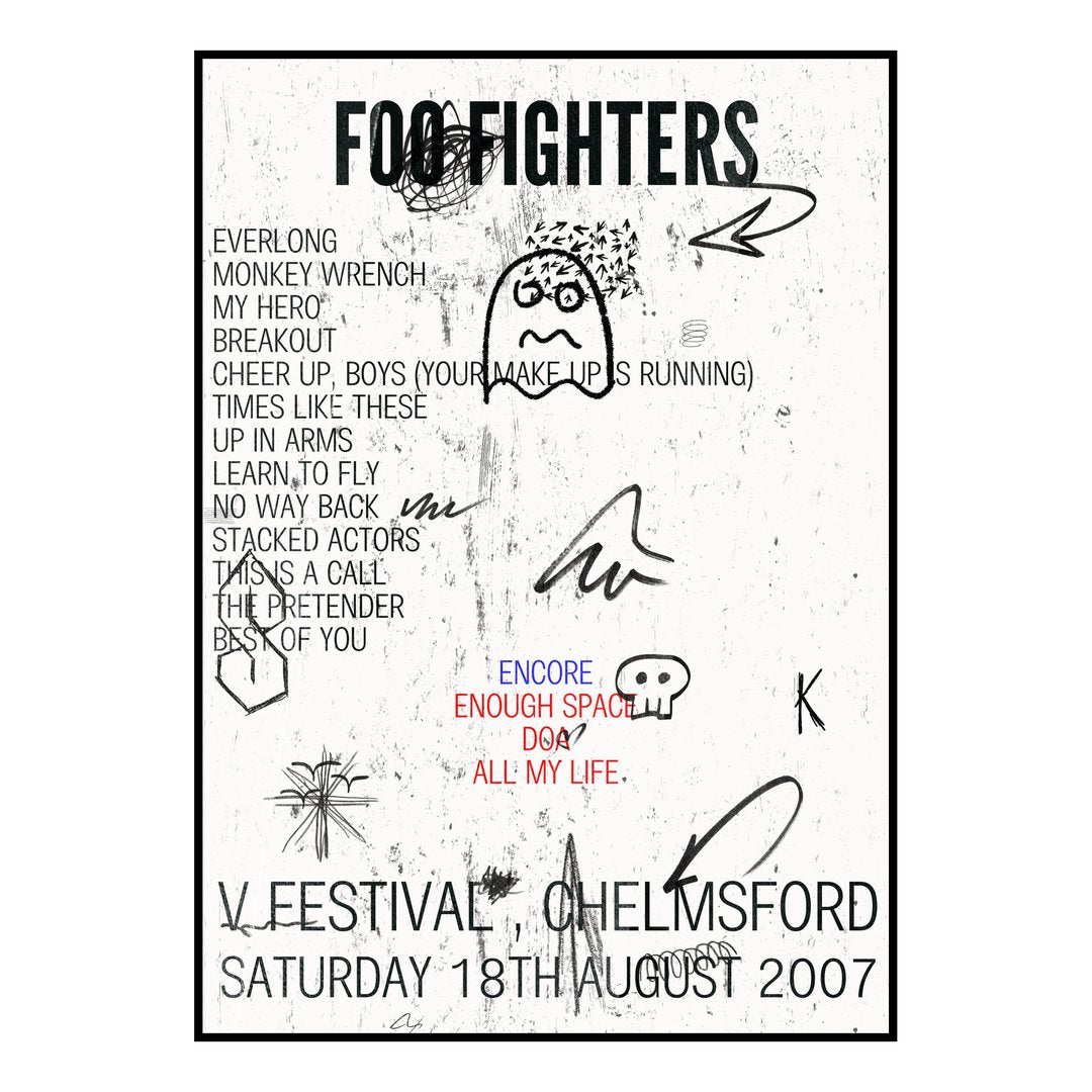Foo Fighters Chelmsford 18th August 2007 Setlist poster
