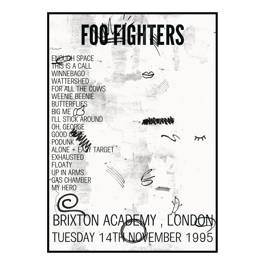 Foo Fighters London 14th November 1995 Setlist poster