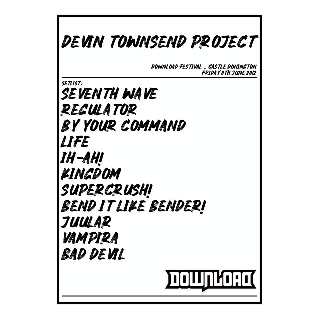 Devin Townsend Project Castle Donington 8th June 2012 Setlist poster