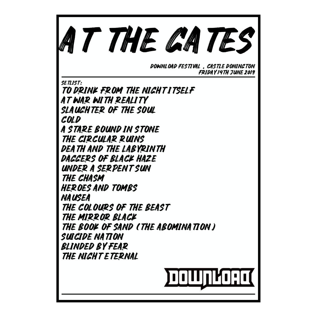 At the Gates Castle Donington 14th June 2019 Setlist poster