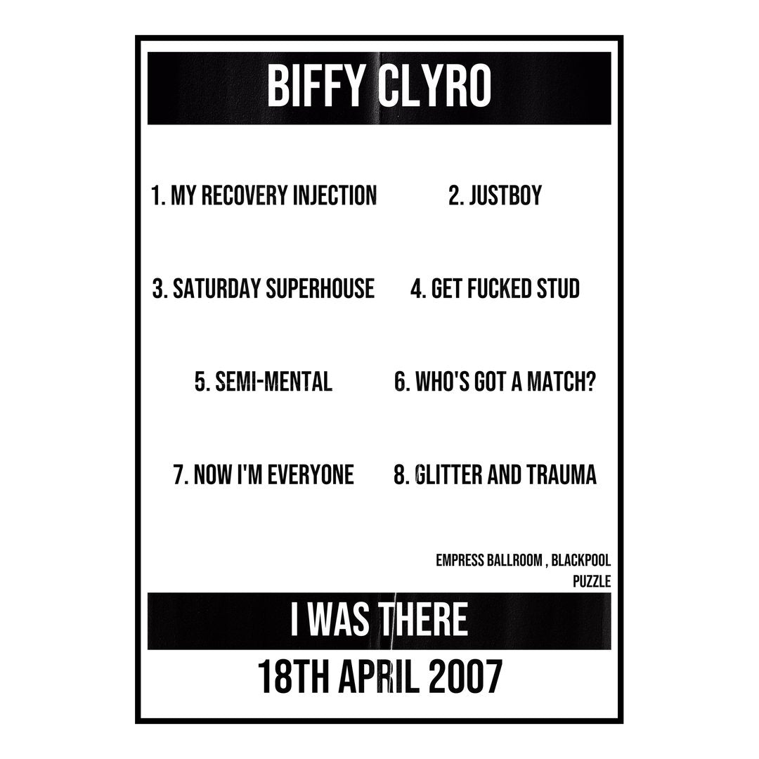 Biffy Clyro Blackpool 18th April 2007 Setlist poster