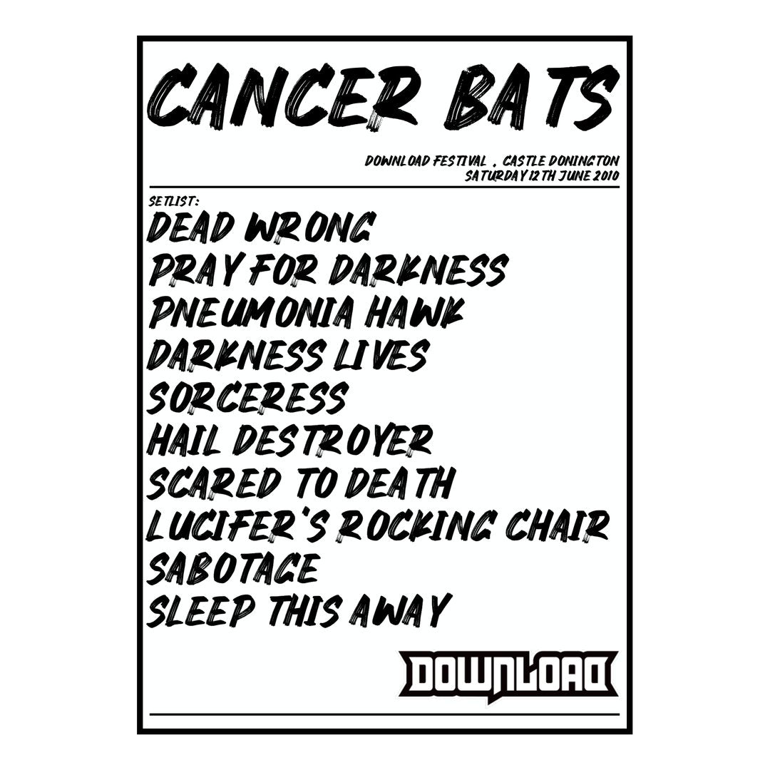 Cancer Bats Castle Donington 12th June 2010 Setlist poster