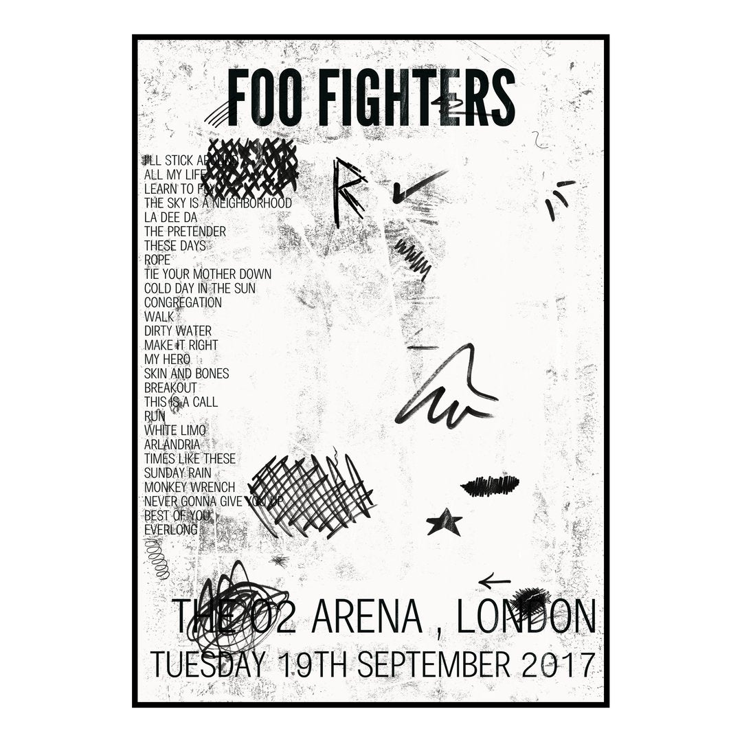 Foo Fighters London 19th September 2017 Setlist poster
