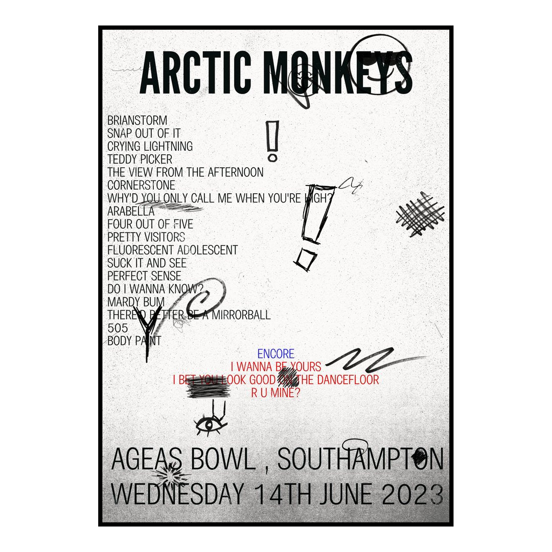 Arctic Monkeys Southampton 14th June 2023 Setlist poster