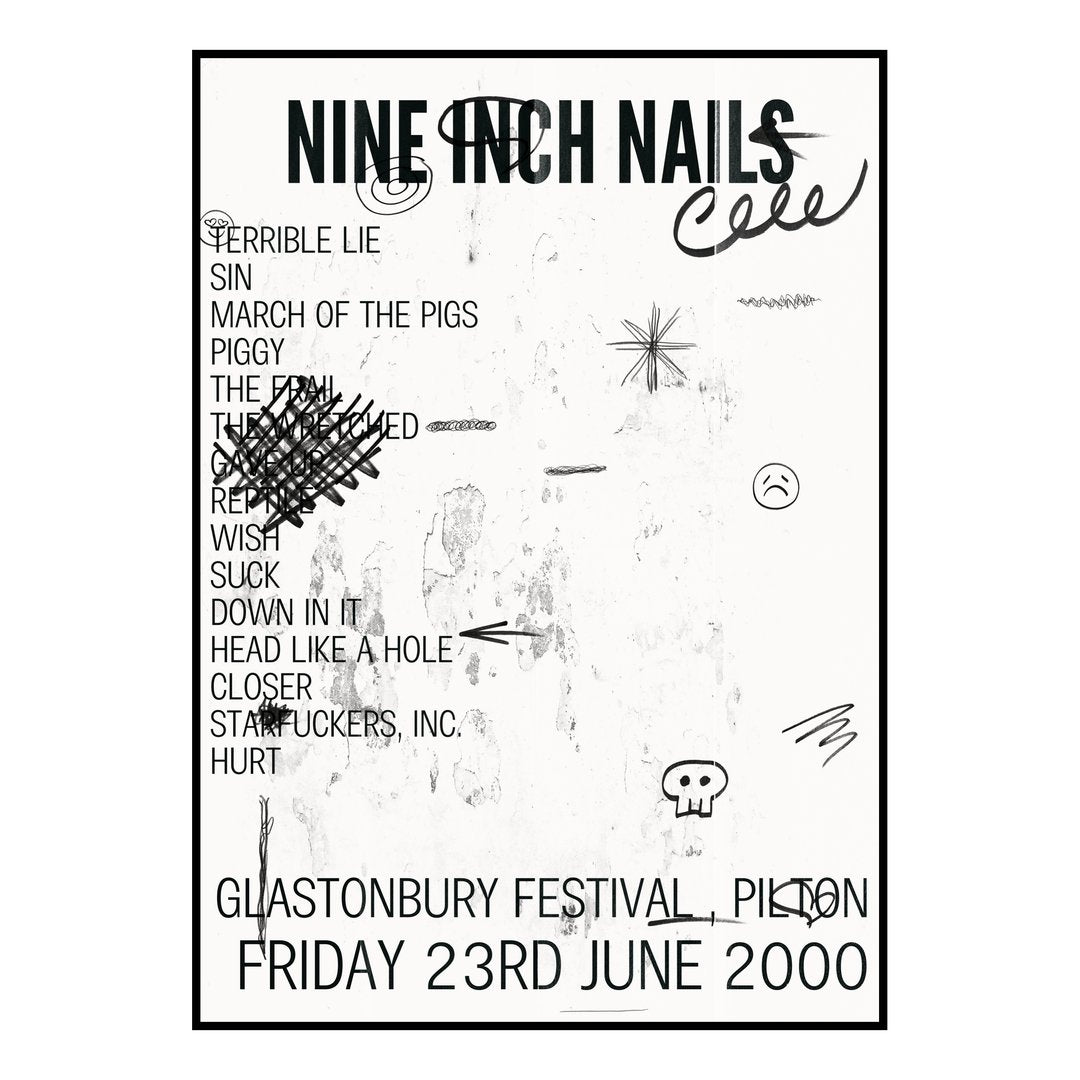 Nine Inch Nails Pilton 23rd June 2000 Setlist poster