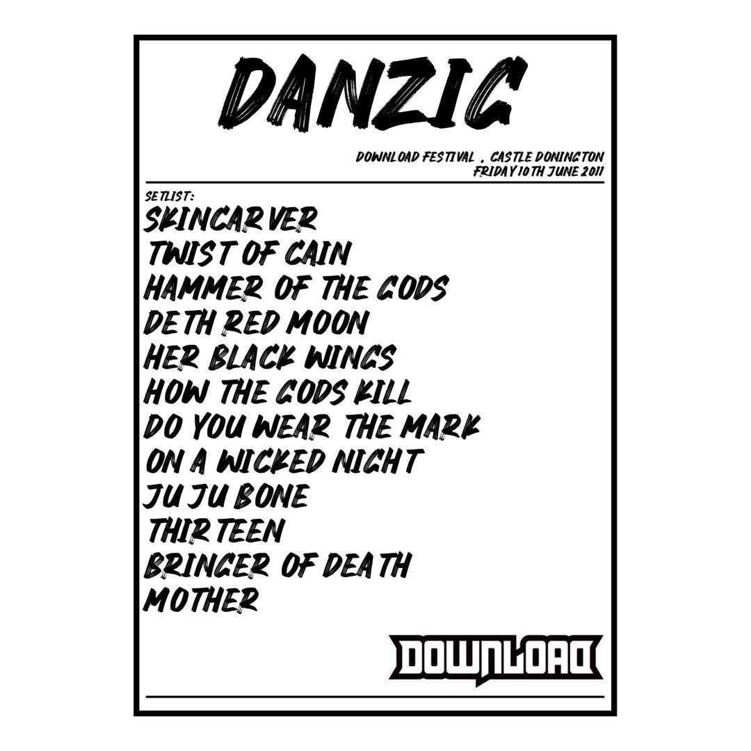 Danzig Castle Donington 10th June 2011 Setlist poster