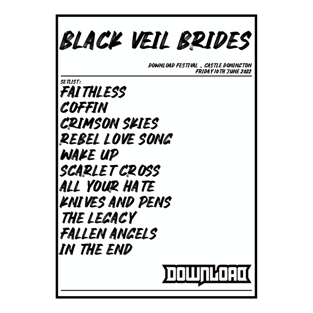 Black Veil Brides Castle Donington 10th June 2022 Setlist poster