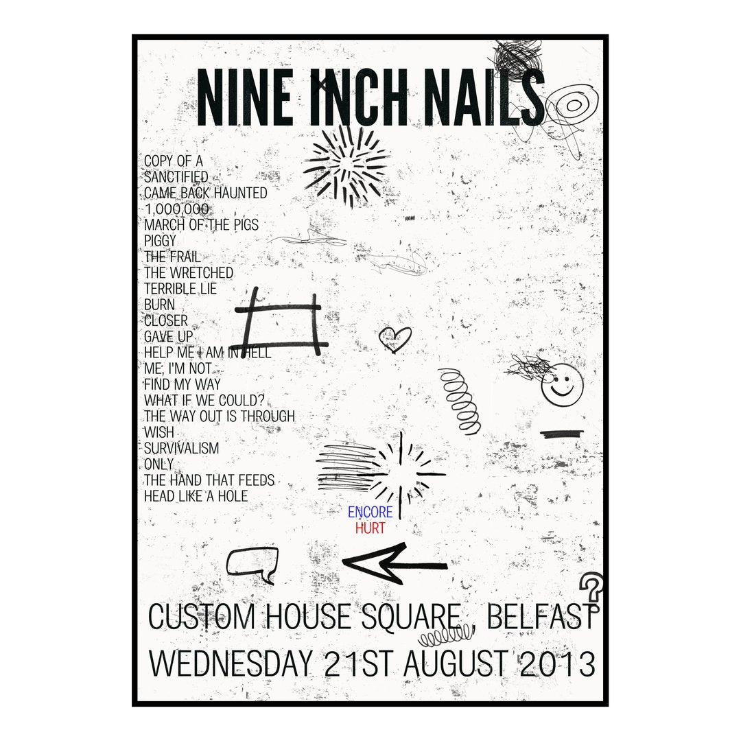 Nine Inch Nails Belfast 21st August 2013 Setlist poster