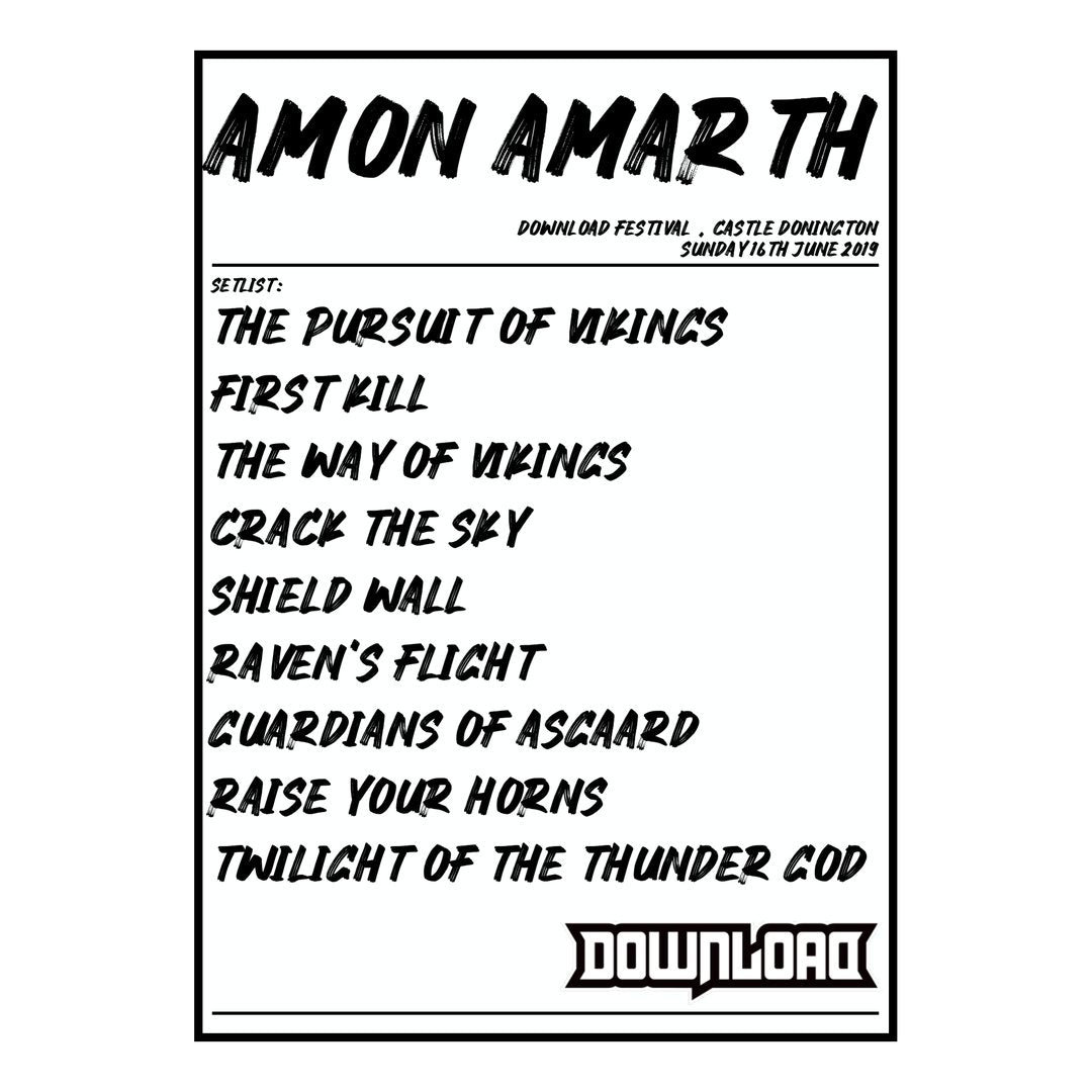 Amon Amarth Castle Donington 16th June 2019 Setlist poster