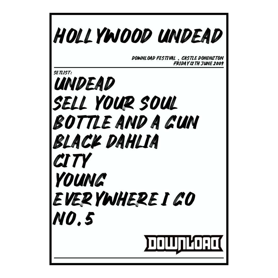 Hollywood Undead Castle Donington 12th June 2009 Setlist poster