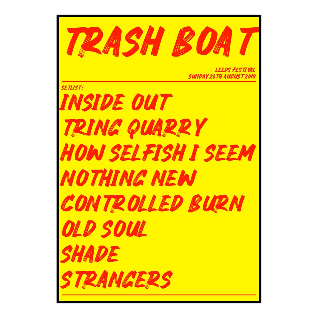 Trash Boat Bramham 26th August 2018 Setlist poster