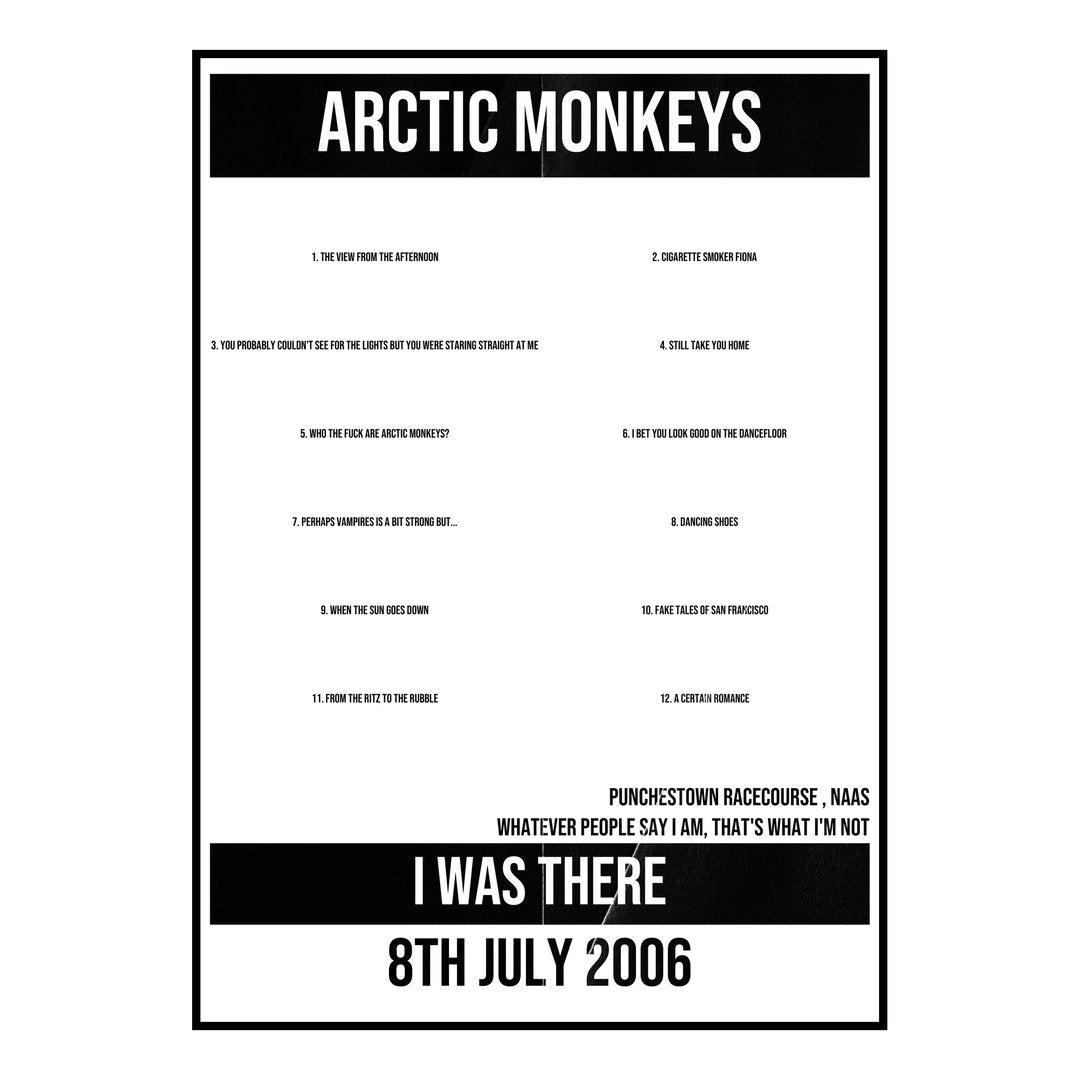 Arctic Monkeys Naas 8th July 2006 Setlist poster