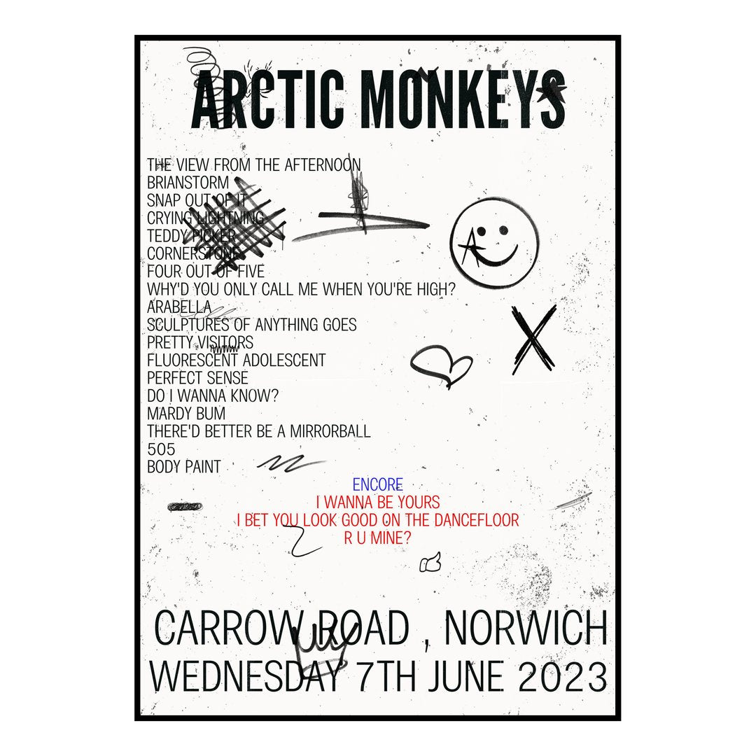 Arctic Monkeys Norwich 7th June 2023 Setlist poster
