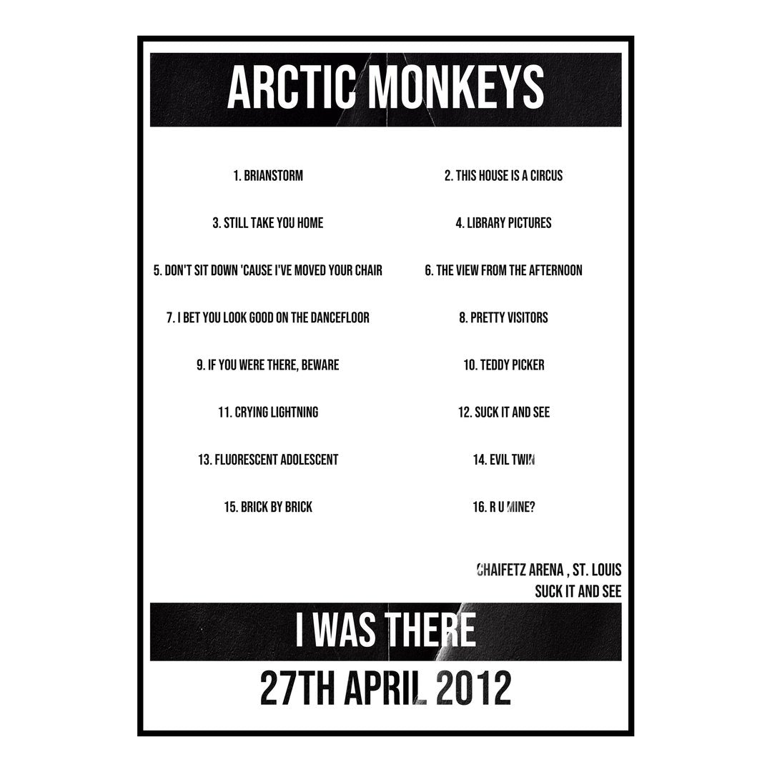 Arctic Monkeys St. Louis 27th April 2012 Setlist poster